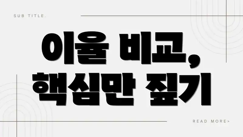 이율 비교, 핵심만 짚기