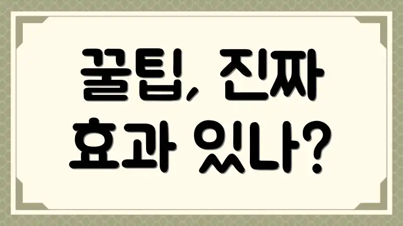 꿀팁, 진짜 효과 있나?