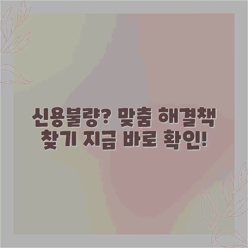 신용불량 정보, 나에게 맞는 해결책은?