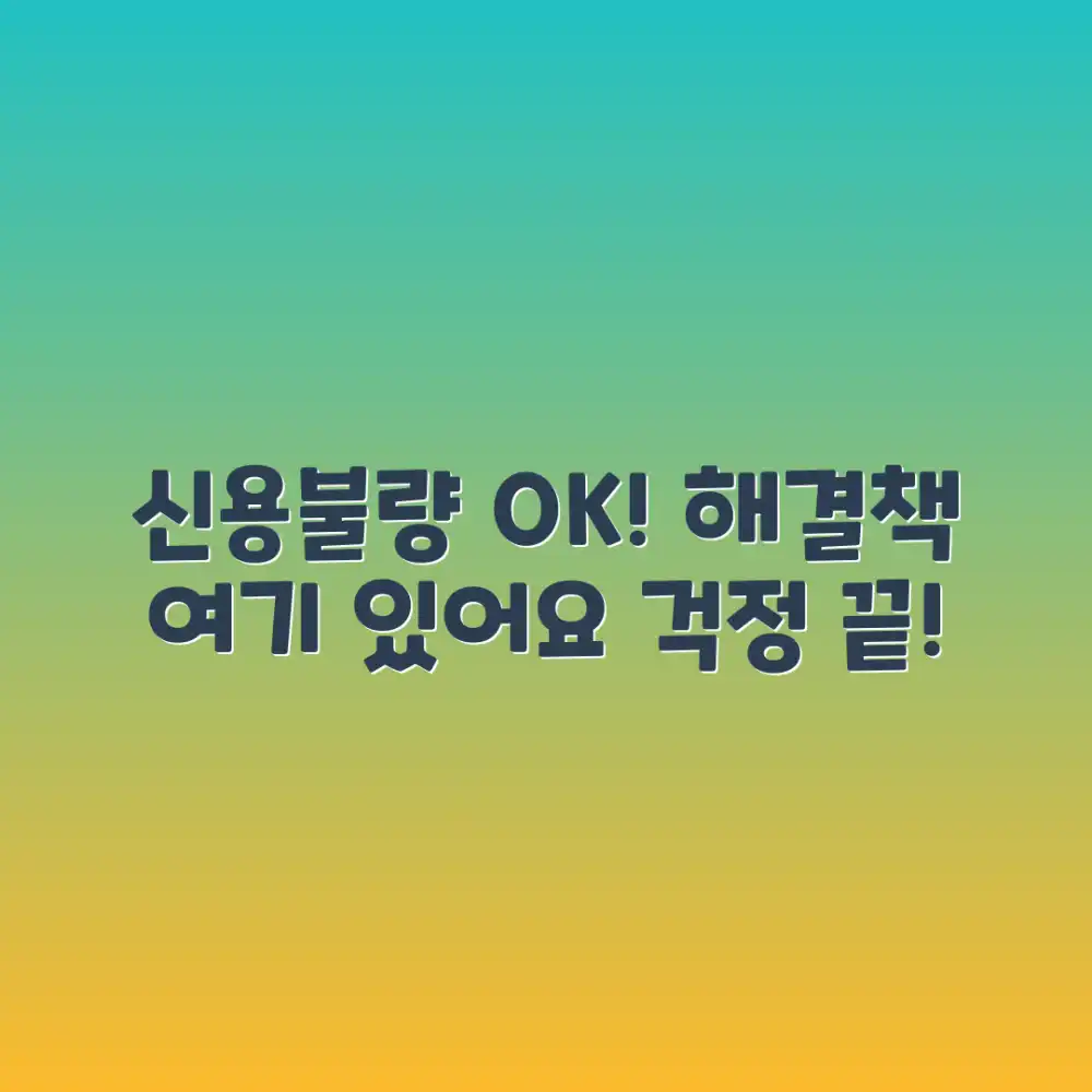 신용불량 걱정 끝! 해결 방법, 알고 계신가요?
