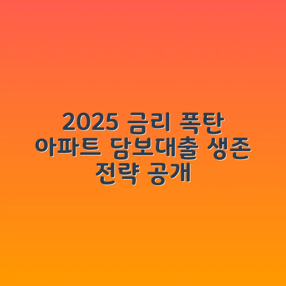 2025 아파트 담보대출 금리, 충격적 전망과 생존 전략